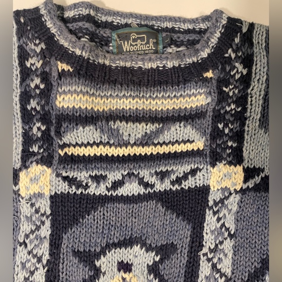 Vintage Woolrich Fair isle/ Grandpa/Nordic Style size hand knit sweater Large - Picture 3 of 5